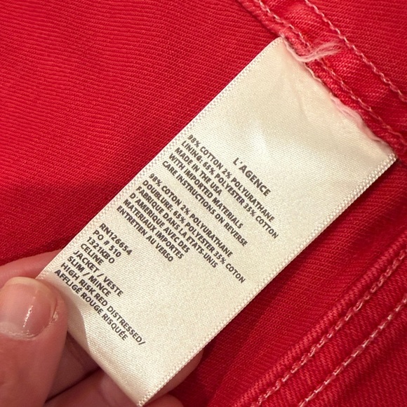 L’Agence Red Denim Jacket Size Medium C11-158 - Picture 6 of 8